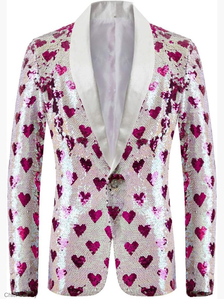 Green Blue Gold Leaves Pattern Sequins Blazer